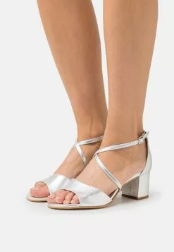 Anna Field LEATHER - Riemensandalette - Silver