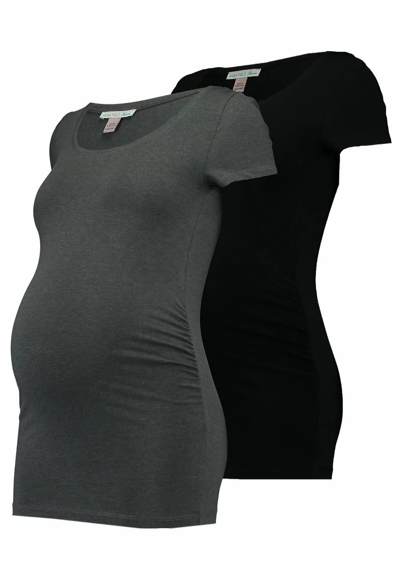Anna Field MAMA 2 PACK - T-Shirt Basic - Dark Gray/black 3 Anna Field MAMA 2 PACK - T-Shirt Basic - Dark Gray/black