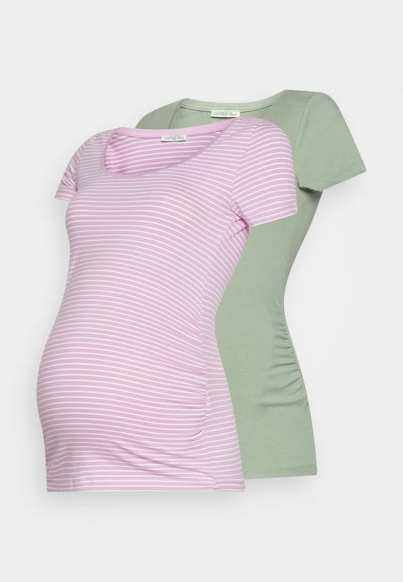 Anna Field MAMA 2 PACK - T-Shirt Print - Purple/white/teal 3 Anna Field MAMA 2 PACK - T-Shirt Print - Purple/white/teal