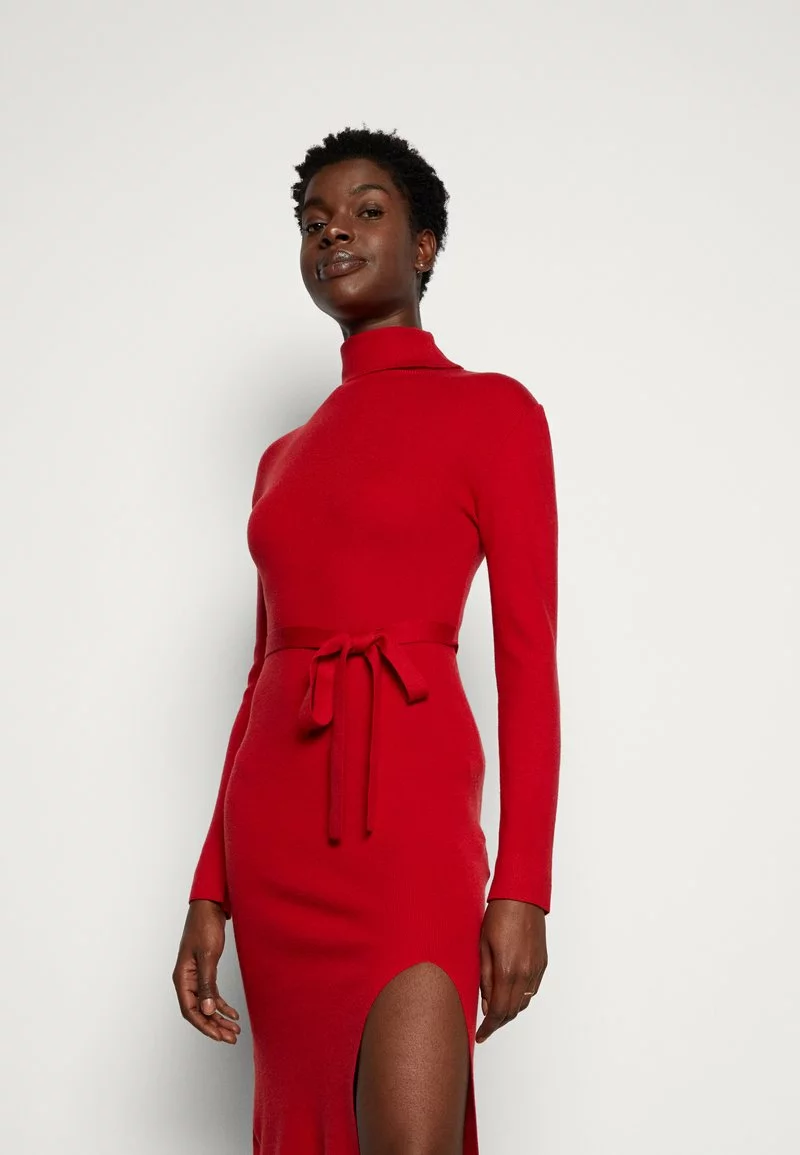 Anna Field ROLLKRAGEN RIPP MINI STRICKKLEID MIT GÜRTEL - Strickkleid - Red 6 Anna Field ROLLKRAGEN RIPP MINI STRICKKLEID MIT GÜRTEL - Strickkleid - Red – Bild 4