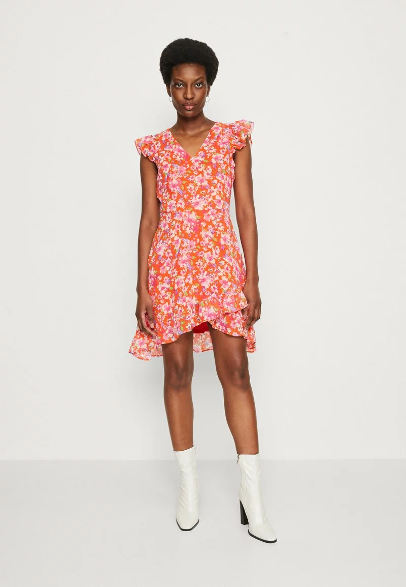 Anna Field VOLANT SHORT DRESS - Freizeitkleid - Red/multicoloured 3 Anna Field VOLANT SHORT DRESS - Freizeitkleid - Red/multicoloured