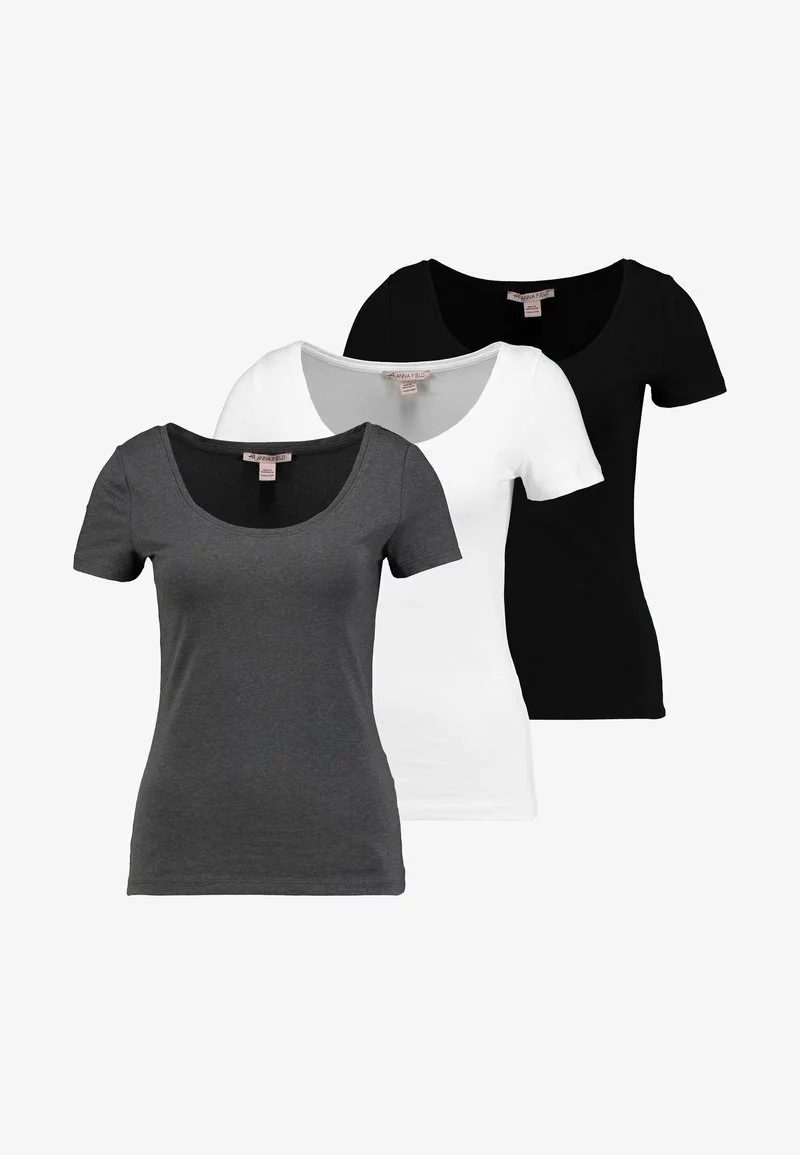 Anna Field 3 PACK - T-Shirt Basic - White/black/dark Grey 6 Anna Field 3 PACK - T-Shirt Basic - White/black/dark Grey – Bild 4