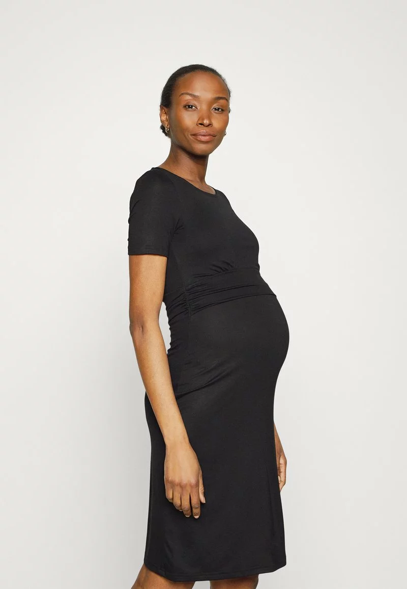 Anna Field MAMA SHORT SLEEVES RUCHED WAIST MINI FLARED DRESS - Jerseykleid - Black 3 Anna Field MAMA SHORT SLEEVES RUCHED WAIST MINI FLARED DRESS - Jerseykleid - Black