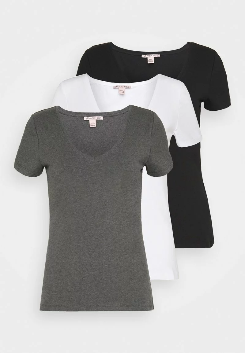 Anna Field 3 PACK - T-Shirt Basic - Black, White 8 Anna Field 3 PACK - T-Shirt Basic - Black, White – Bild 6