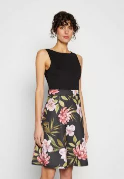 Anna Field Jerseykleid - Black/black/pink